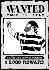 Wanted Sign BW Fugitive